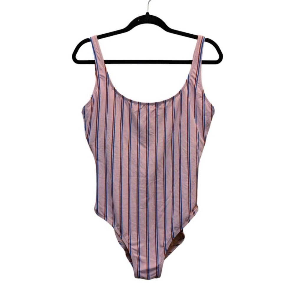 Madewell Pink Striped One-Piece Swimsuit